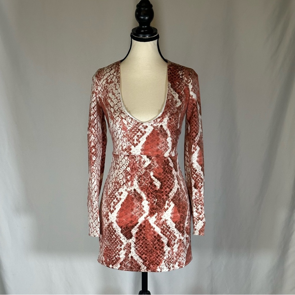 NBD X Naven • Rachel Mini Dress Size XXS Red Snake Party Event Date Night Plunge - Picture 2 of 14